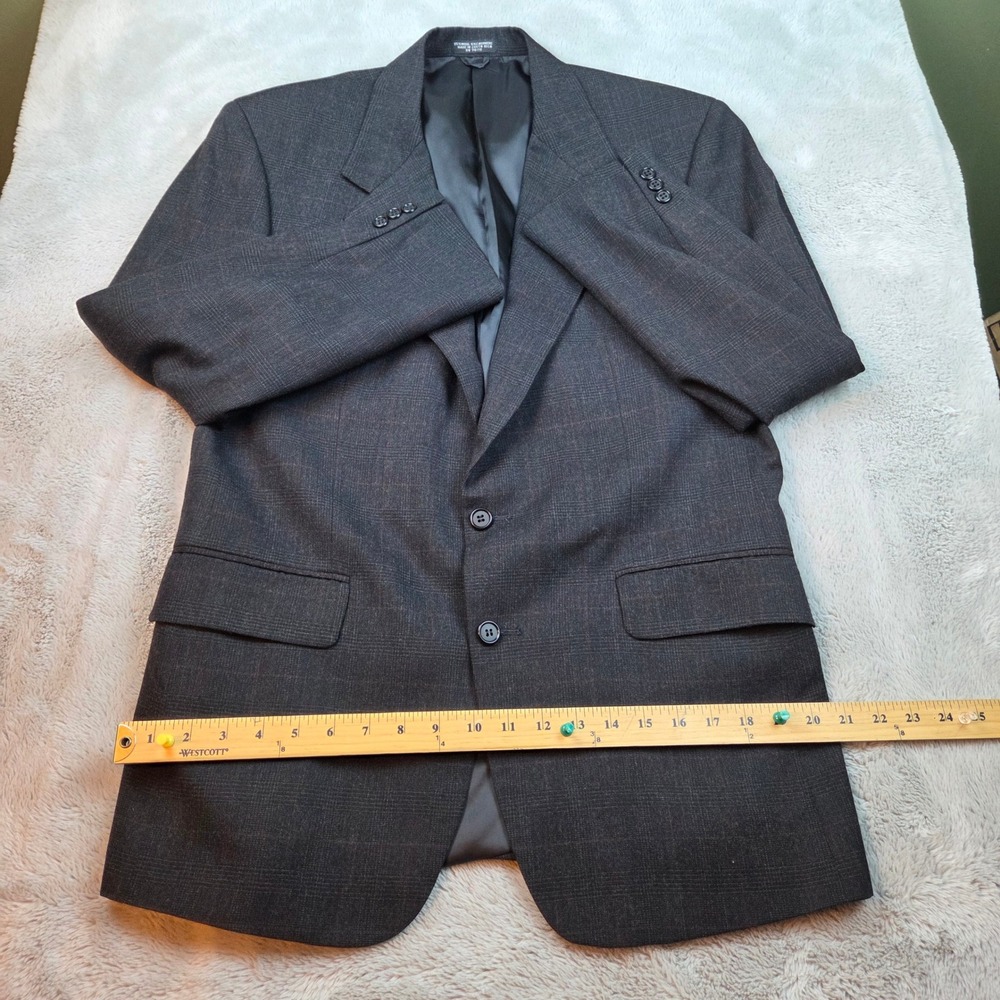 Amherst and Brock Wool Cashmere Blazer Mens‎ Charcoal Grey Plaid Sport Coat